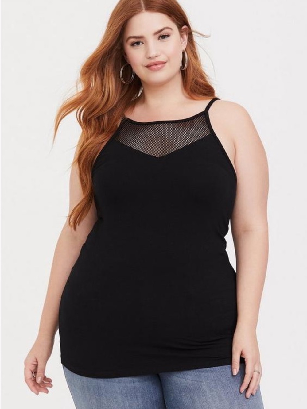 Torrid Foxy Mesh Inset Halter Top Black, size 1X